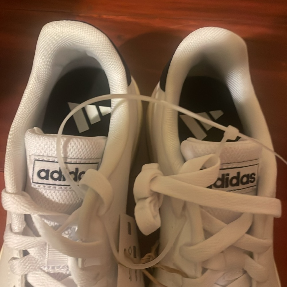 New ADIDAS ADVANTAGE WHITE / BLACK KIDS LACE SHOES SNEAKERS - Picture 11 of 15